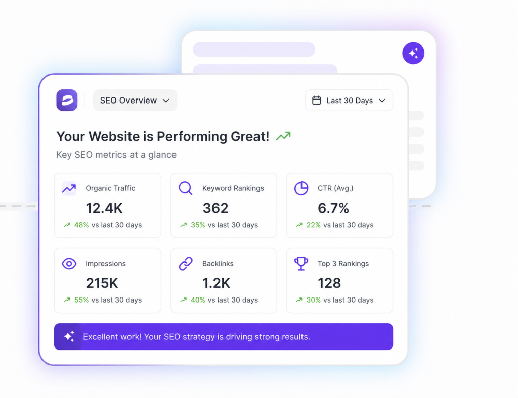 seo performance overview widget